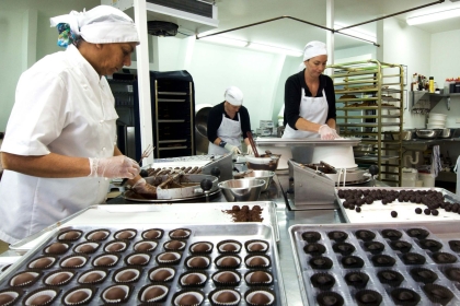 Factory Workers in Chocolate Factory