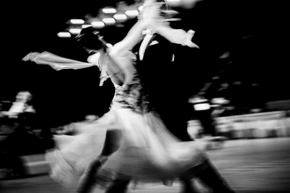 Black and White Image of Ballroom Dancers