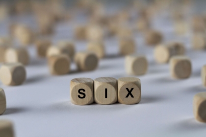 Six is spelt out on dice
